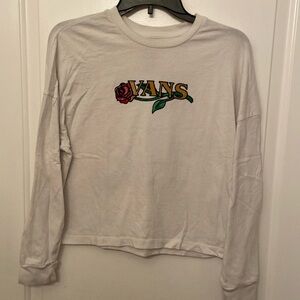 White Vans, long sleeve shirt. Vans design and rose on front and back. Jr small.